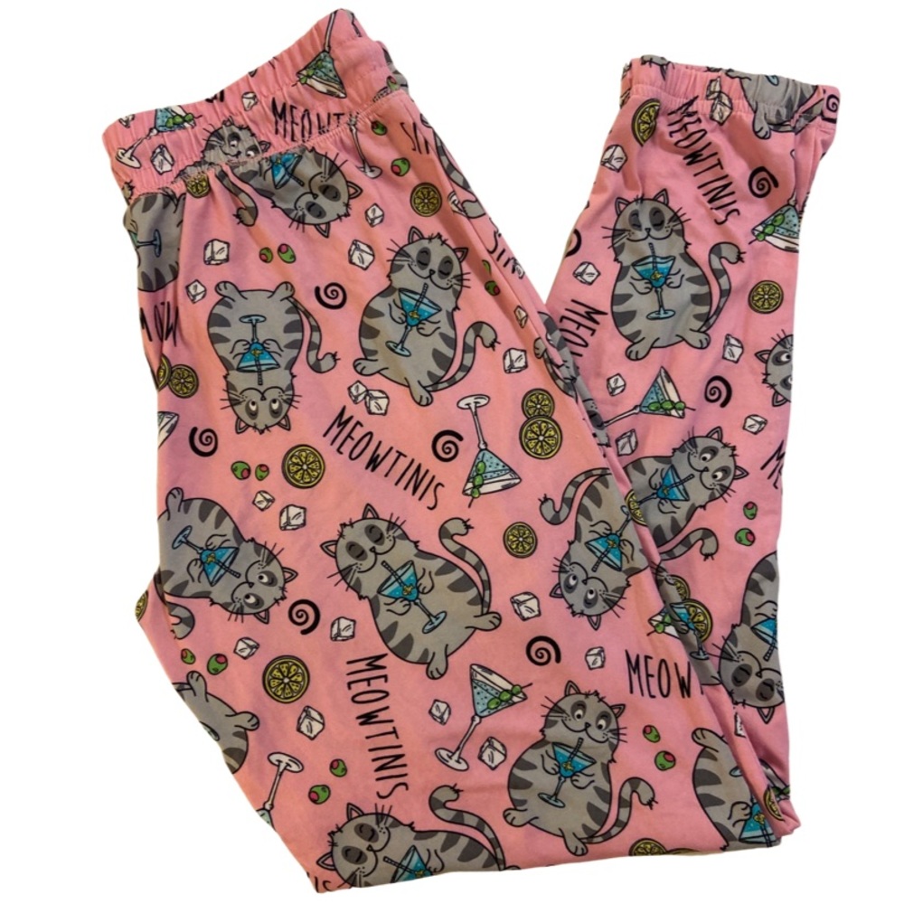 Briefly Stated Meowtinis Martini’s Print Pajama Pants XS
